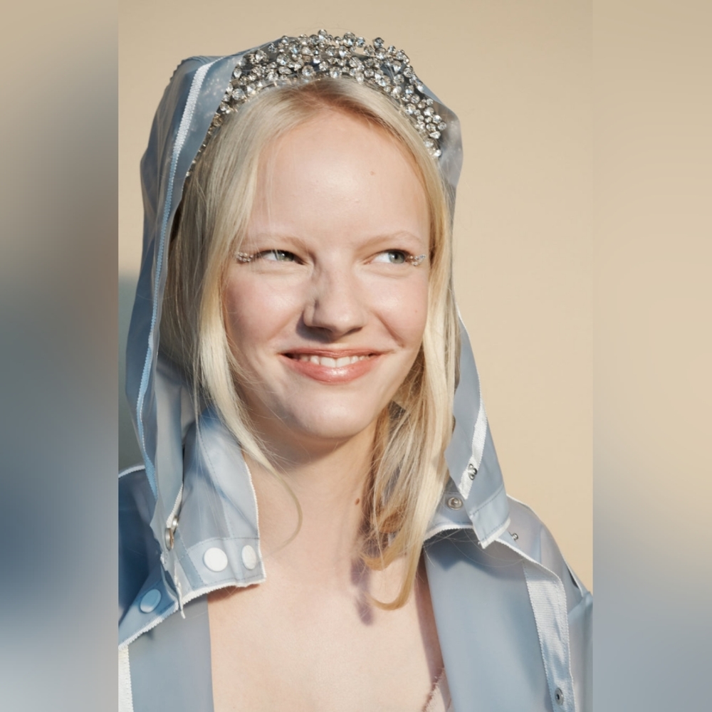 LELET NY Silver Mattar Crystal Crown Headband Swarovski Bridal Wedding Holidays - Picture 3 of 16